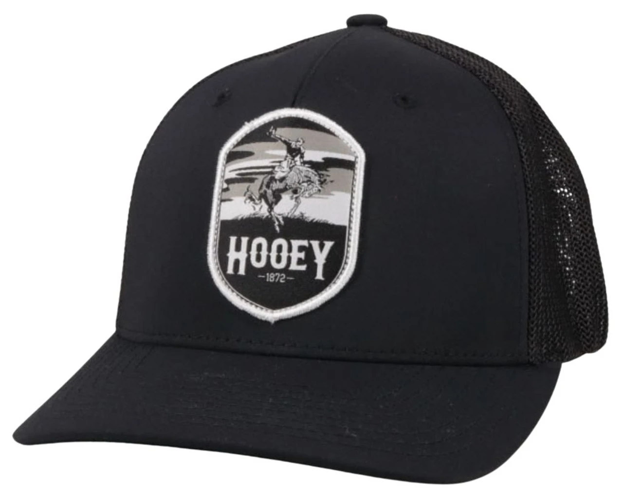 Hooey Cheyenne Black 5 Panel Flexfit With Black & White Patch - Youth