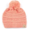 C.C Beanie Girls Solid Peach Pom Beanie