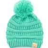 C.C Beanie Girls Sage Solid Pom Beanie