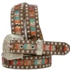 M&F Girls Angle Ranch Multi Colored Inlay Brown Belt