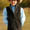 Cinch Boys Black Solid Bonded Zip-Up Vest