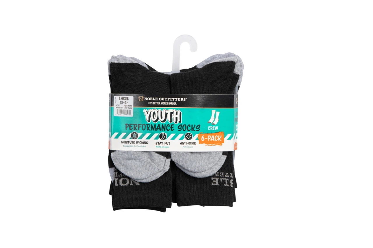 Noble Outfitters Youth Performance Crew Socks - 6-Pack - Image 5