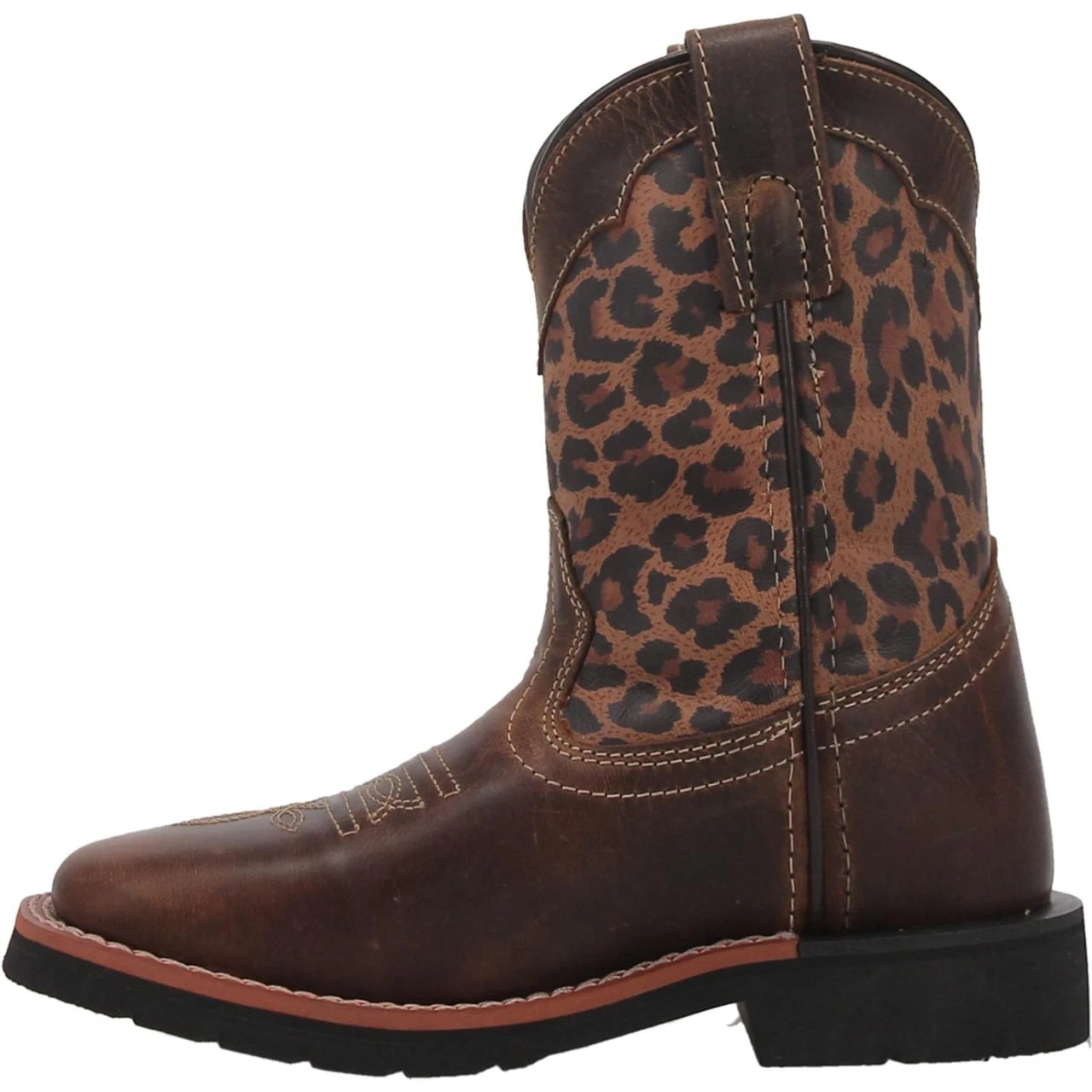 Dan Post Girls Brown Leopard Makucha Square Toe Boots - Image 2