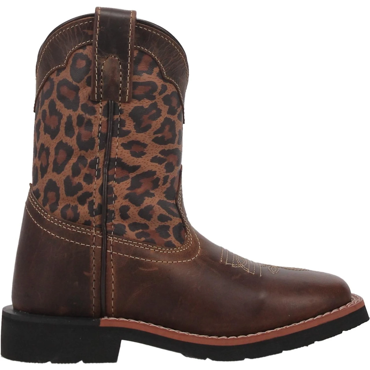 Dan Post Girls Brown Leopard Makucha Square Toe Boots - Image 3