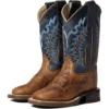 Old West Boys Cobalt And Brown Square Toe Cowboy Boots