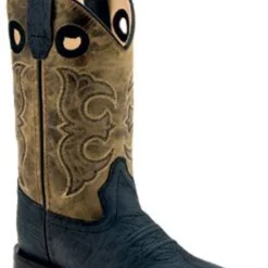 Old West Boys Heather Green And Black Square Toe Cowboy Boots