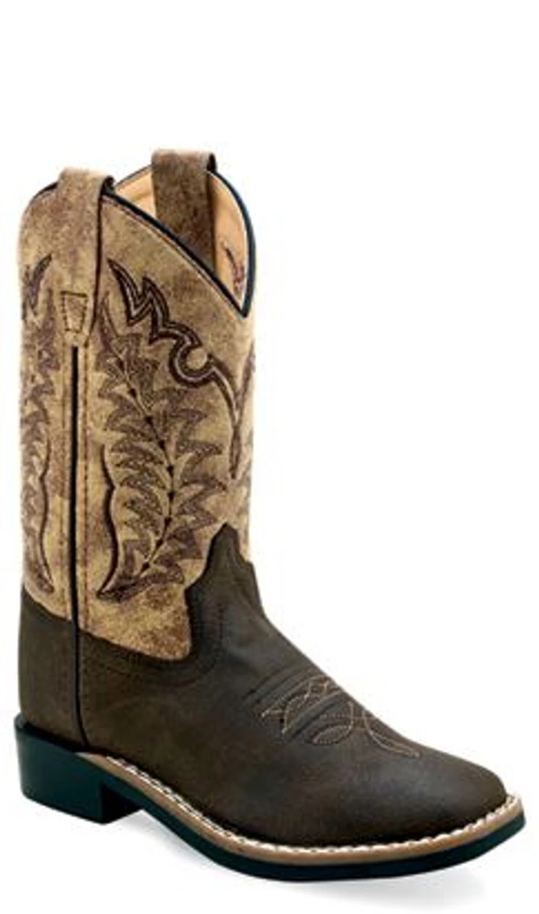 Old West Boys Brown Vintage VB9180 Square Toe Cowboy Boots
