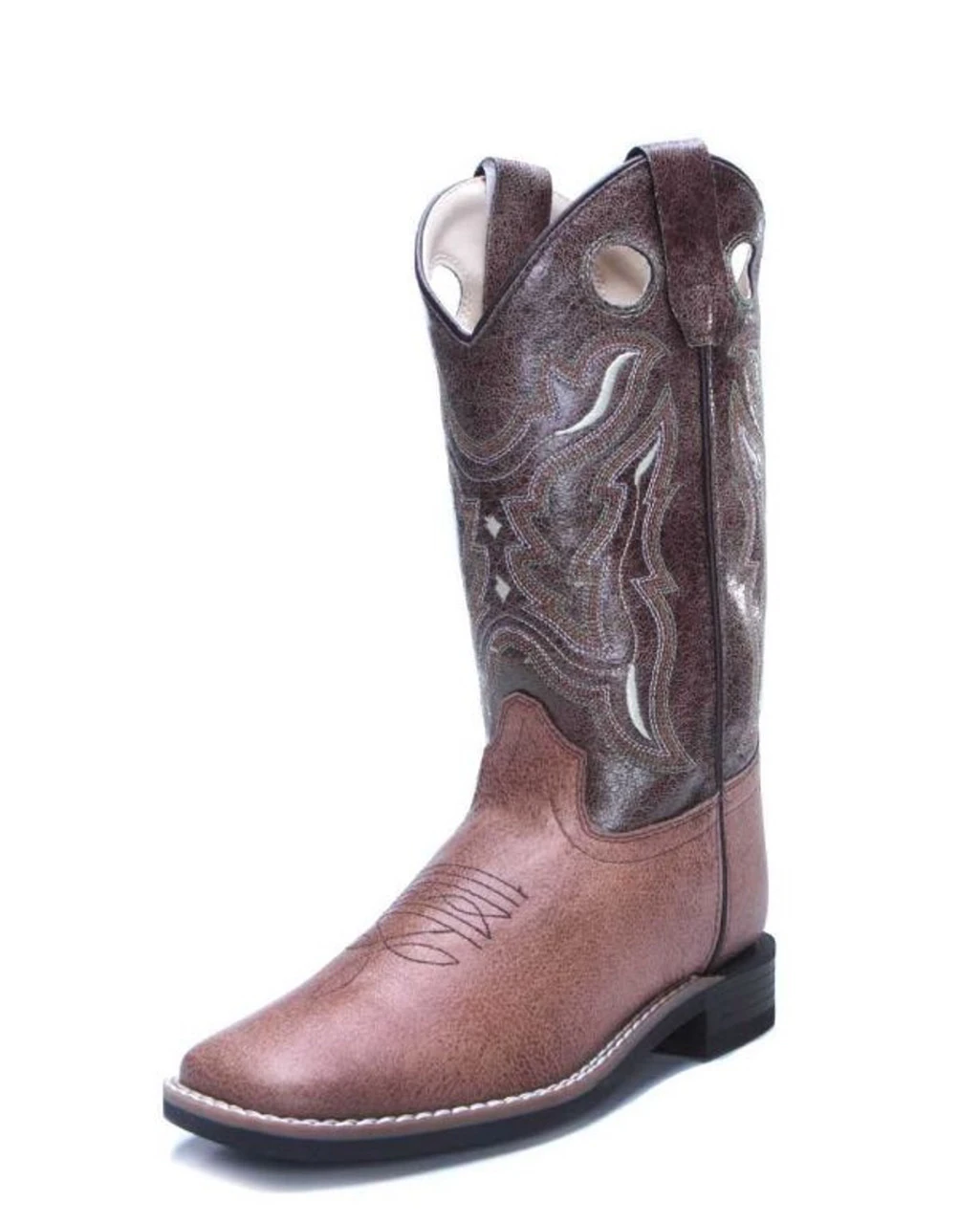 Old West Youth Boys Vintage Brown Square Toe