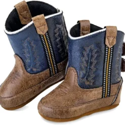 Old West Infant Boys Blue & Brown Poppet Boots