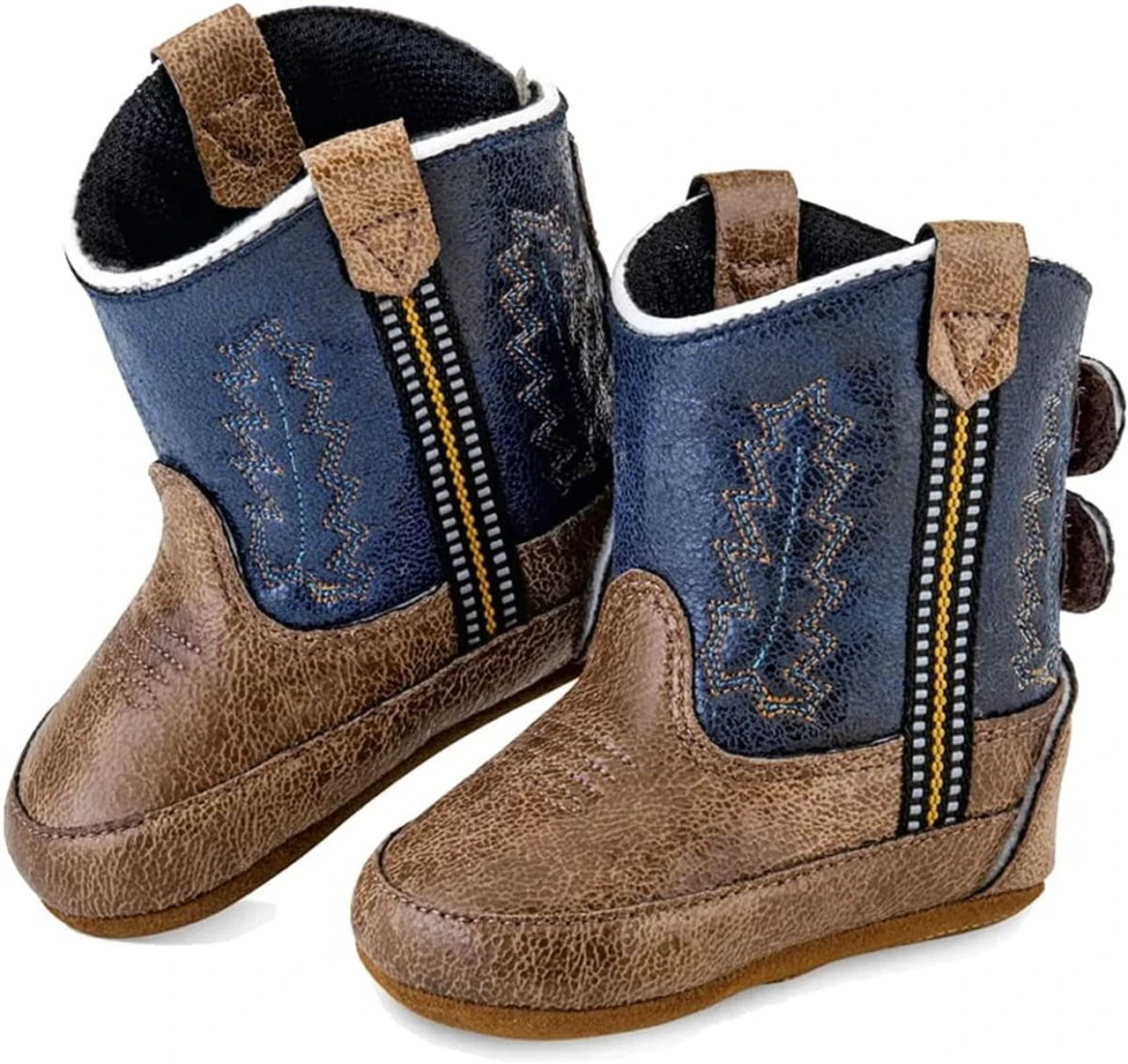 Old West Infant Boys Blue & Brown Poppet Boots
