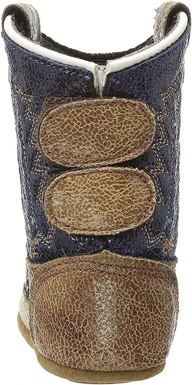 Old West Infant Boys Blue & Brown Poppet Boots - Image 2