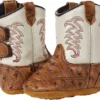 Old West Infant White & Ostrich Poppet Boots