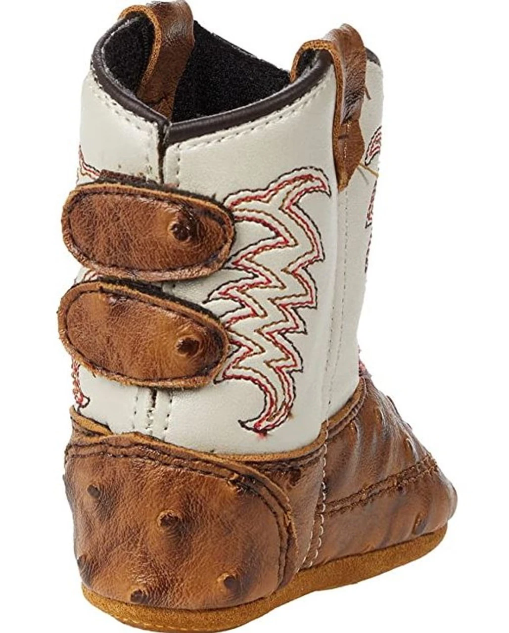Old West Infant White & Ostrich Poppet Boots - Image 2