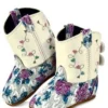 Old West Infant Girls White And Floral Poppet Boots