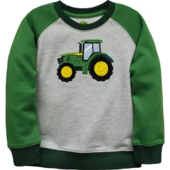 John Deere Boys Grey & Green Tractor Crew Neck Pullover