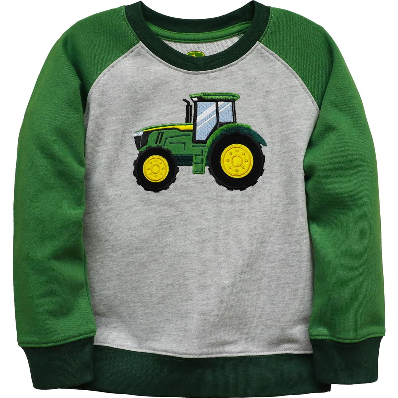 John Deere Boys Grey & Green Tractor Crew Neck Pullover