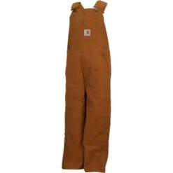 Carhartt Boys Brown Washed Duck Lined Bib Overall