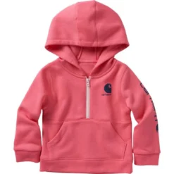 Carhartt Girls Pink Long Sleeve Half-Zip Sweatshirt