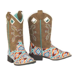 M&F Brynlee Southwest Colorful V Shapes Boots For Girls