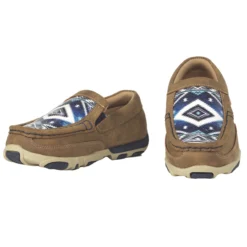 M&F Blakely Navy & Light Blue Aztec Moccasin Shoe For Boys