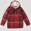 Wrangler Boys Red Hooded Flannel Shirt Jacket
