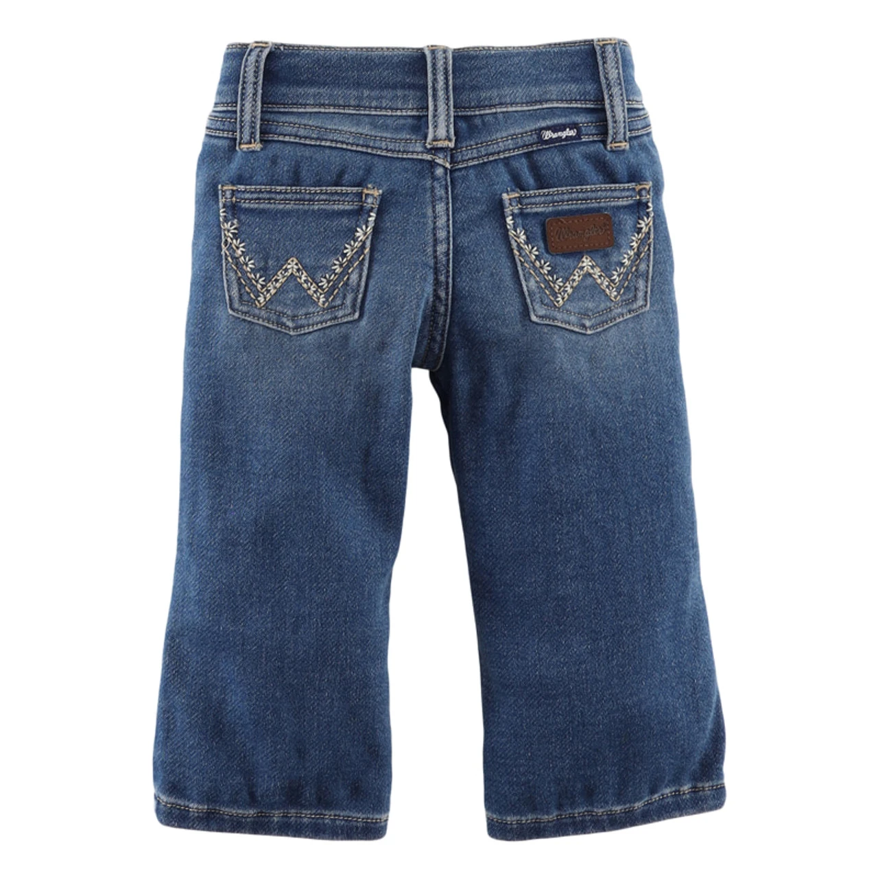 Wrangler Infant Girl's Bootcut Medium Wash Denim Jeans With Floral "W" Embroidery - Image 2