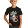 Rock & Roll Denim Boys Black Dale Brisby POW POW Steer With Sunglasses Americana Graphic Short Sleeve T-Shirt