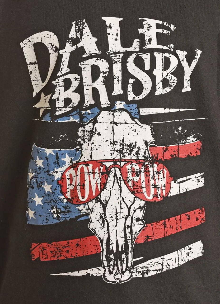 Rock & Roll Denim Boys Black Dale Brisby POW POW Steer With Sunglasses Americana Graphic Short Sleeve T-Shirt - Image 2