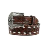 M&F Boy's 3D Brown Belt With Tooled Floral Design