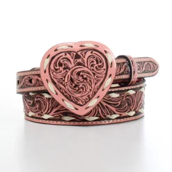 Angel Ranch Pink Girls Belt With A Heart Shaped Buckle