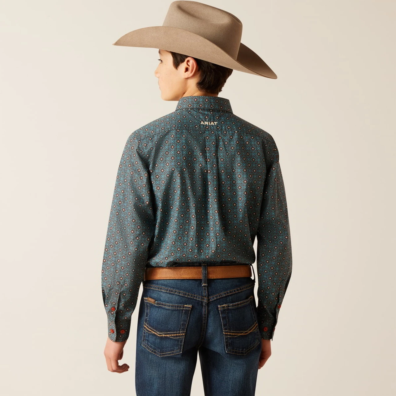 Ariat Boys Bitter Chocolate Broderick Classic Long Sleeve Shirt - Image 2