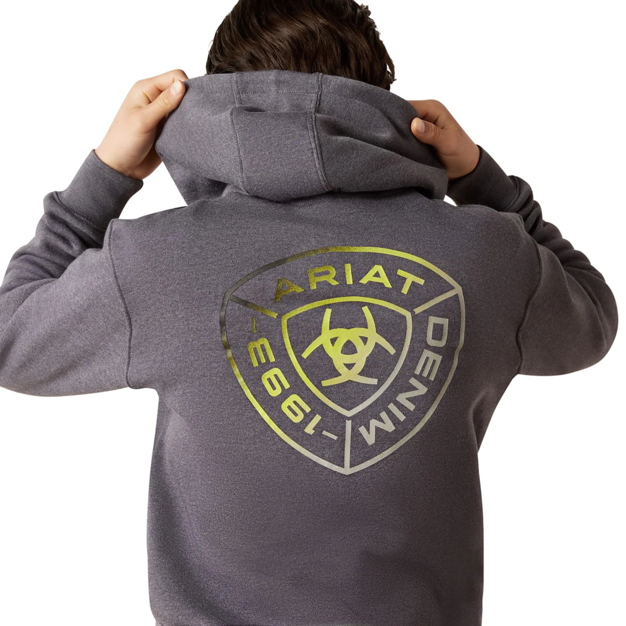 Ariat Boys Odyssey Gray Heather Gradient Badge Hoodie - Image 2