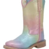 Dan Post Girls 8" Pull On Ombre Rainbow Multi Western Boots