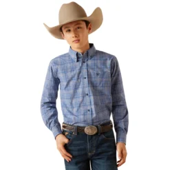 Ariat Boy's Blue Pro Series Pitt Classic Fit Long Sleeve Shirt