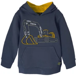John Deere Boys Fleece Pullover Construction Hoodie In Ombre Blue With Yellow
