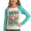 Rock & Roll Cowgirl Girl's Wild West Club Pack Graphic Peacock And White Long Sleeve Shirt