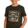 Rock & Roll Cowboy Boy's Dale Rodeo Time Black Short Sleeve Shirt
