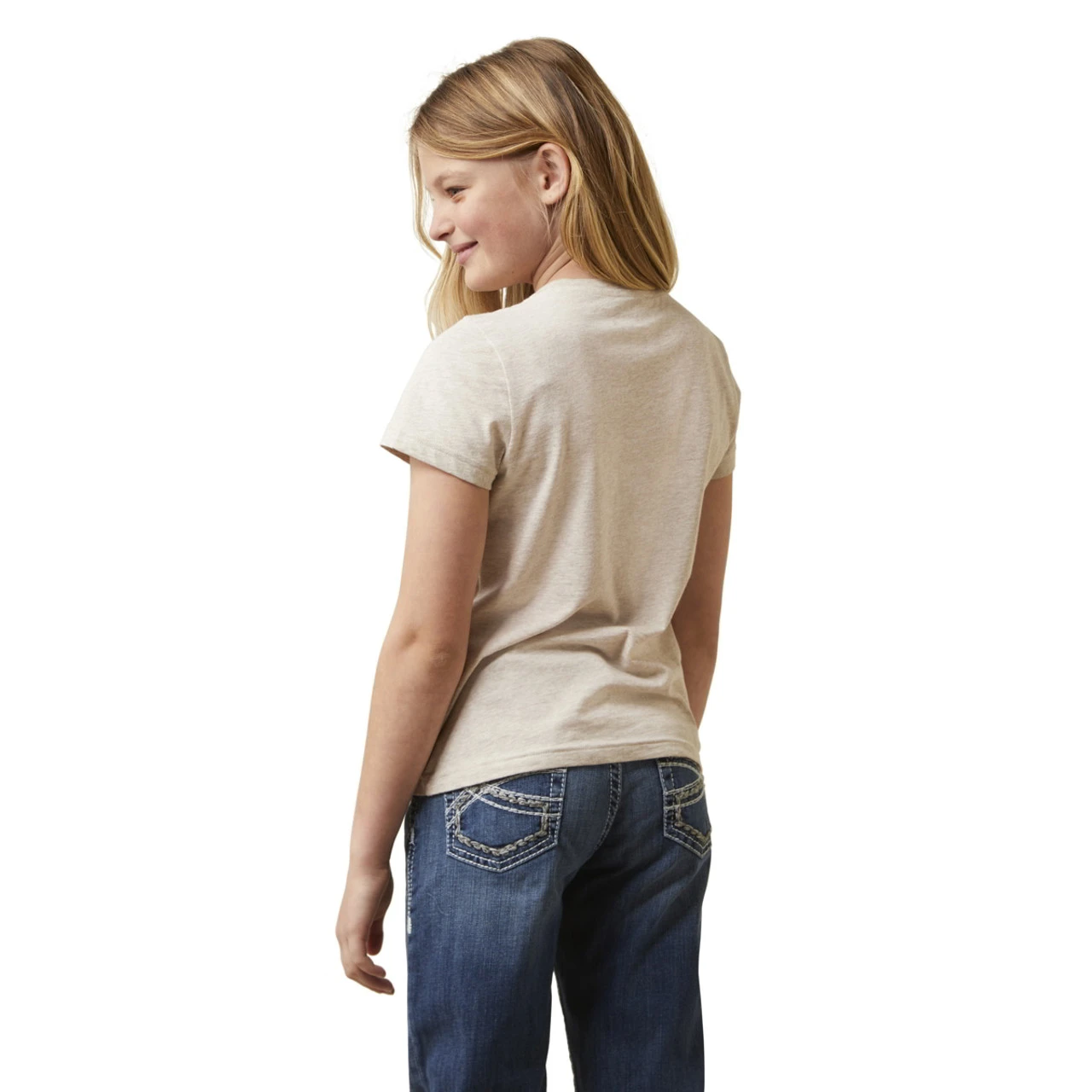Ariat Girls R.E.A.L. Oatmeal Heather Caballo Tee - Image 2