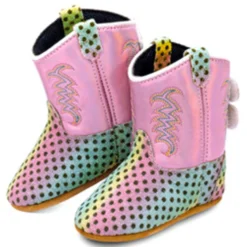 Jama Boots Infant Girl's Poppet Multi Color Pink And Polka Dot Western