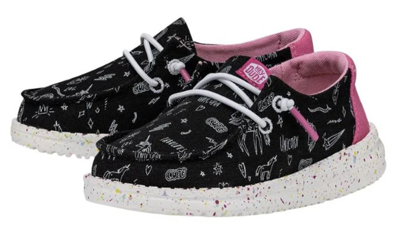 Hey Dude Girls Wendy Toddler Unicorn Black Casual Shoes - Image 2