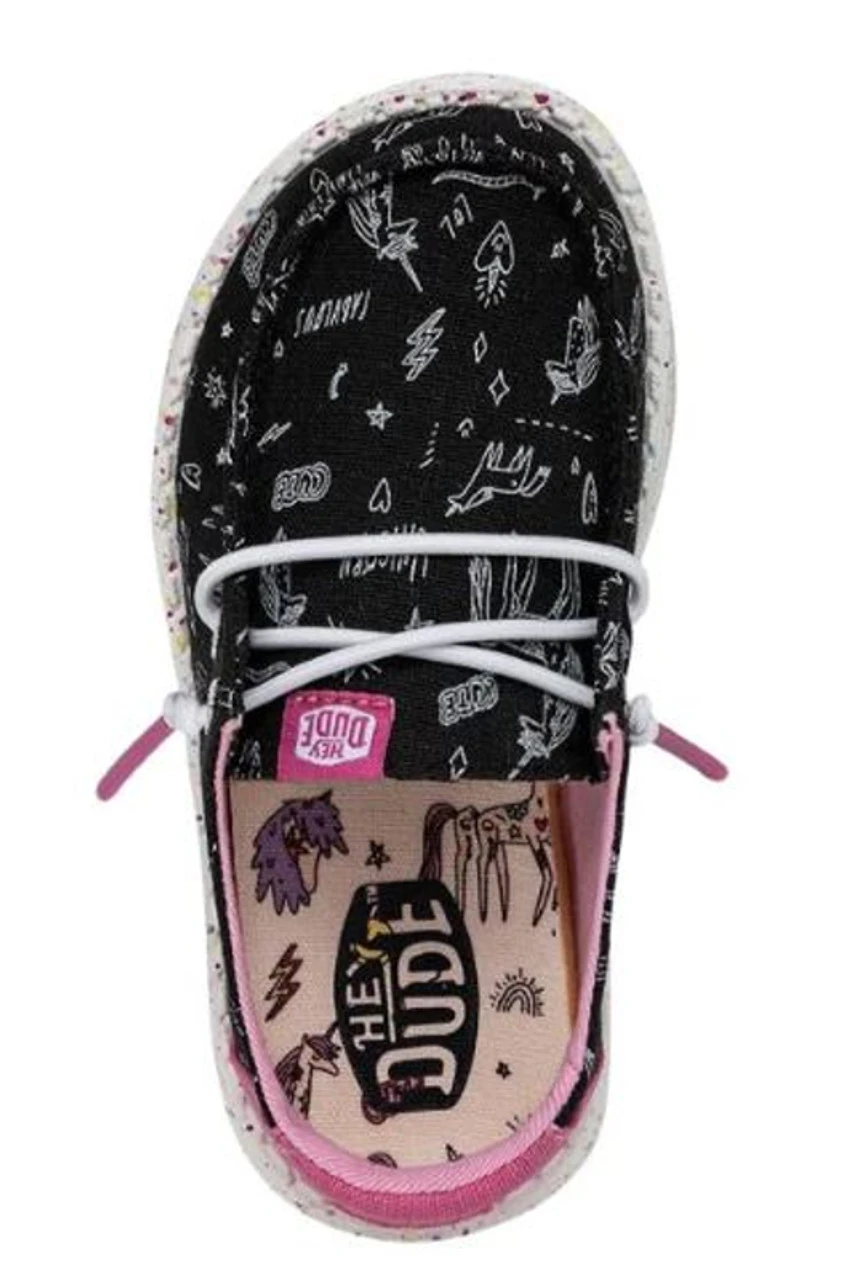 Hey Dude Girls Wendy Toddler Unicorn Black Casual Shoes - Image 6
