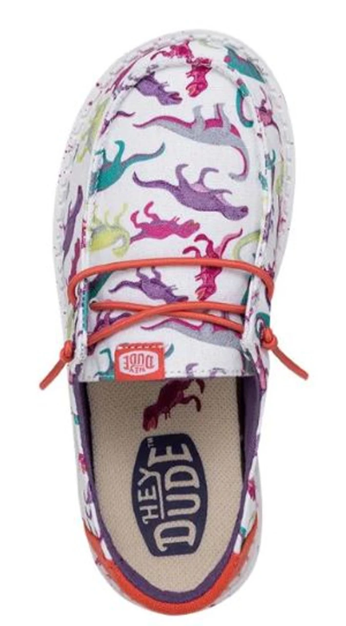 Hey Dude Girls Wendy Youth Dino White/Pink Casual Shoes - Image 6