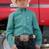 Cinch Boy's Turquoise Geometric Print Long Sleeved Western Button Up Shirt