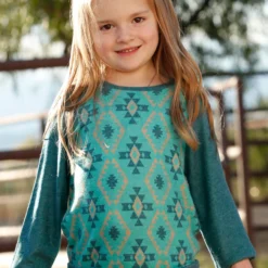 Cinch Girls Turquoise Raglan Long Sleeve Shirt