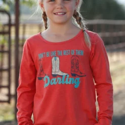 Cinch Girls Orange Darling Long Sleeve Shirt