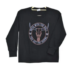 Cowboy Hardware Boy's Black Mess With The Bull Logo Graphic Long Sleeve Shirt
