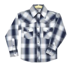 Cowboy Hardware Infant Boy's Navy/White Plaid Long Sleeve Shirt