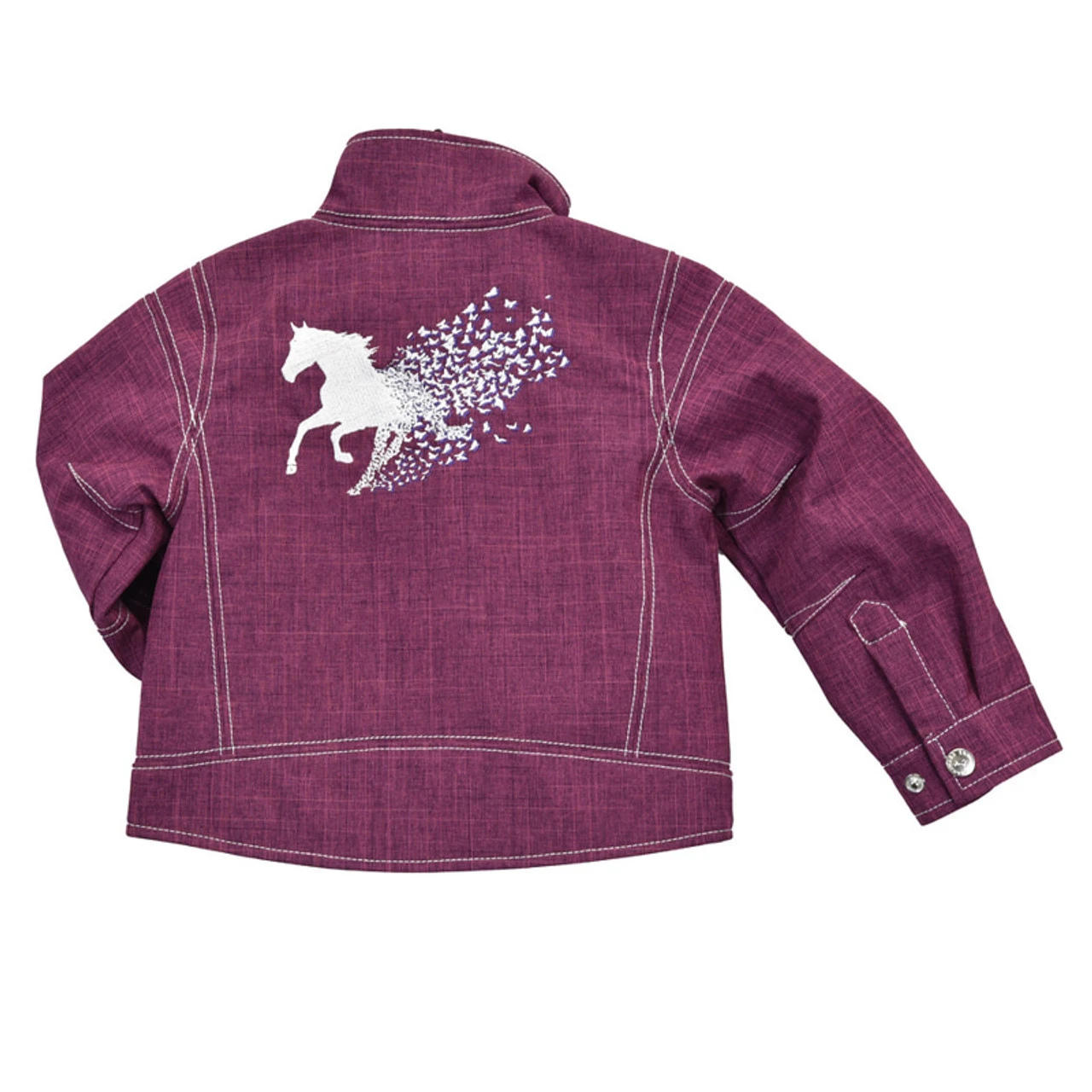 Cowgirl Hardware Toddler Girls Berry Pink Horse Butterfly Graphic Poly Jacket - Image 2