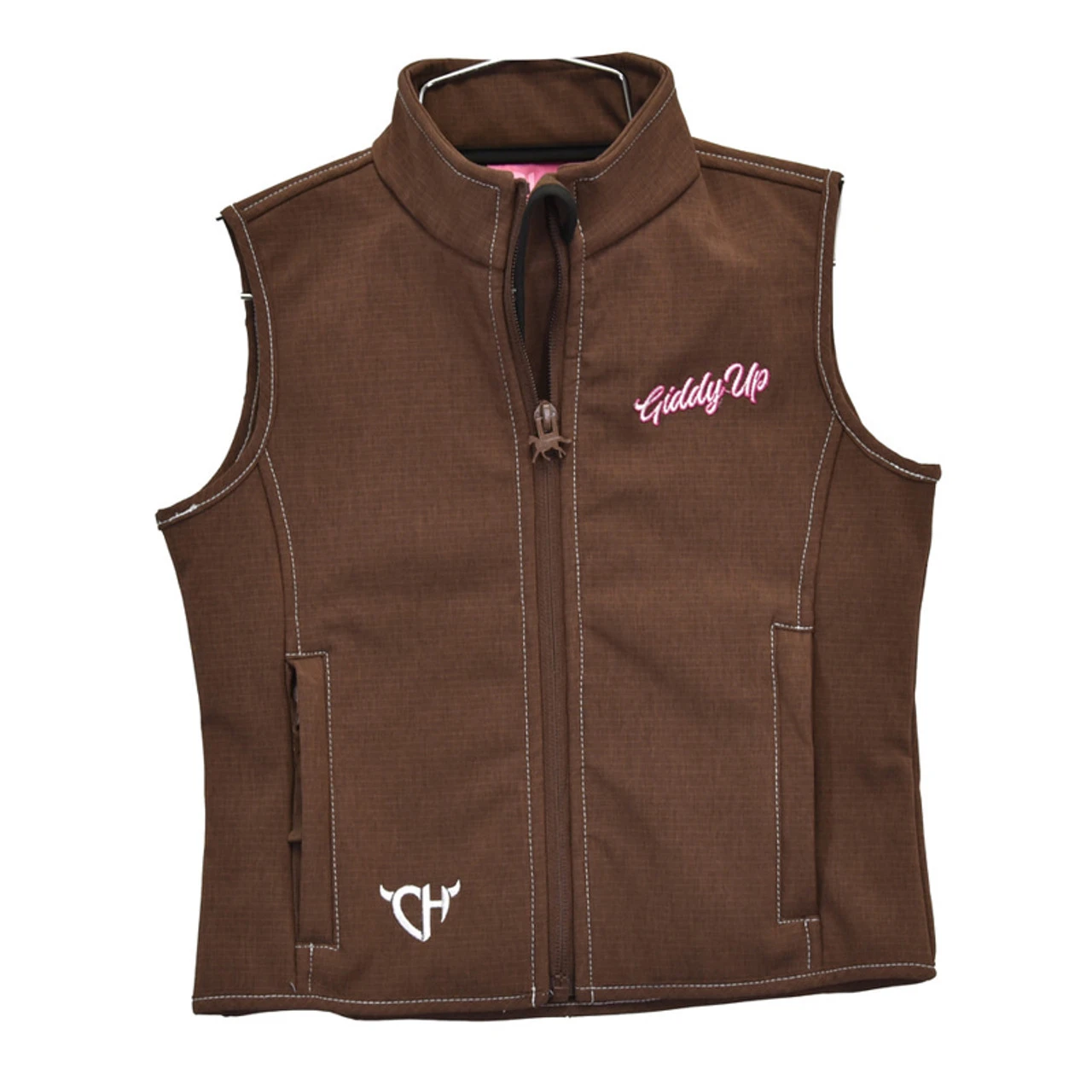 Cowgirl Hardware Toddler Girls Giddy Up Clay Brown Vest