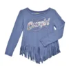 Cowgirl Hardware Youth Girls Cowgirl Graphic Blue Fringe Long Sleeve Shirt